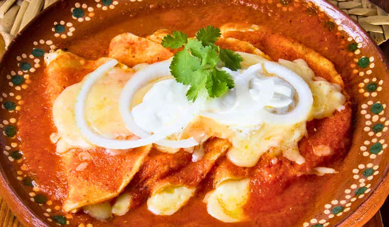 Receta tradicional de enchiladas de pollo Foto: Shutterstock