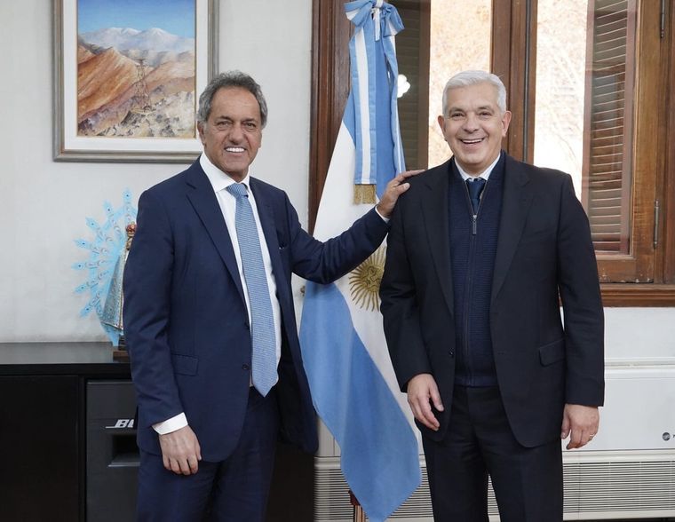 Daniel Scioli y Julián Domínguez compartirán el equipo del precandidato a presidente de Unión por la Patria. Foto: Telam