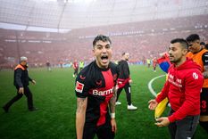 Exequiel Palacios gritó campeón. Foto: @bayer04_es Exequiel Palacios gritó campeón. Foto: @bayer04_es