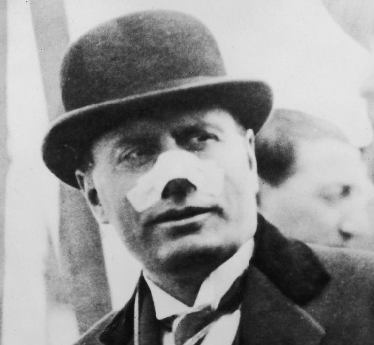 La bala que disparó Violet Gibson raspó la nariz del dictador italiano Benito Mussolini en abril de 1926. Foto: GETTY IMAGES