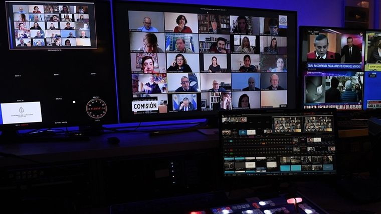 Legisladores nacionales sesionando en forma virtual.