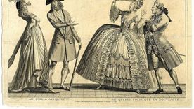 ¡Ah, qué antigüedad!, dicen los de la izquierda. ¡Oh, qué locura esa novedad!, dicen los de la derecha, en esta ilustración satírica de Alexis Chataignier (1797). Foto: © THE TRUSTEES OF THE BRITISH MUSEUM