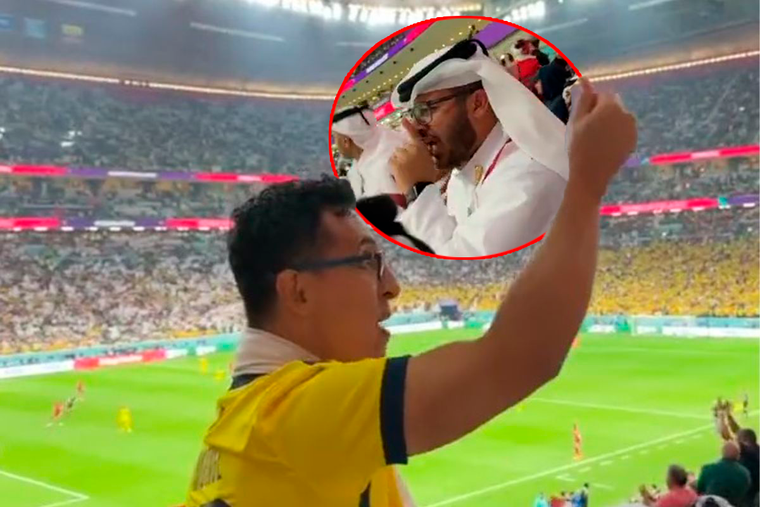 Un hincha ecuatoriano hizo un gesto que enardeció a un local. Foto: Twitter