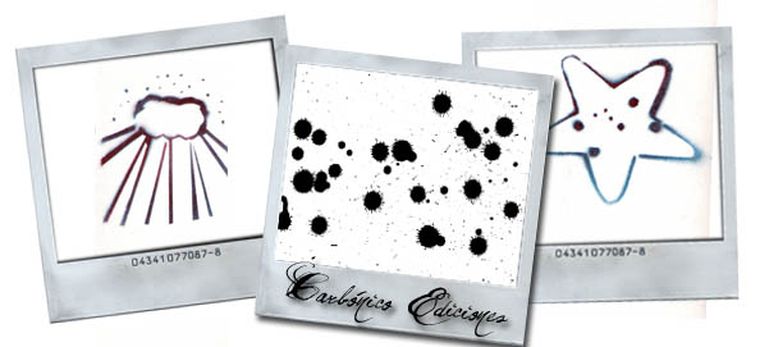 Fragmentos de los stencil que ilustran las tapas de los libros.