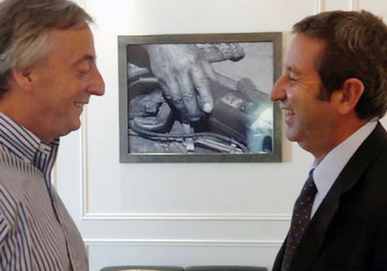 Julio Cobos junto a Kirchner, esta mañana durante el encuentro. Foto: Télam