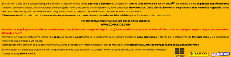 El comunicado que emitió la empresa. El comunicado que emitió la empresa.