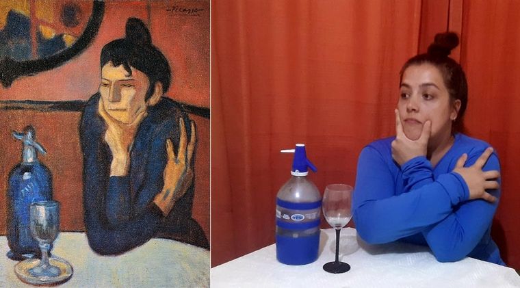 Mariano Cruz7 de abril ·  ·  Emilia Monforte Giol se convierte en La bebedora de absenta de Pablo Picasso.El pintor español realizó este cuadro en el otoño de 1901. La mujer está inmóvil: la mano nerviosa se retuerce a lo largo del brazo con una fuerte tensión. Foto: Gentileza