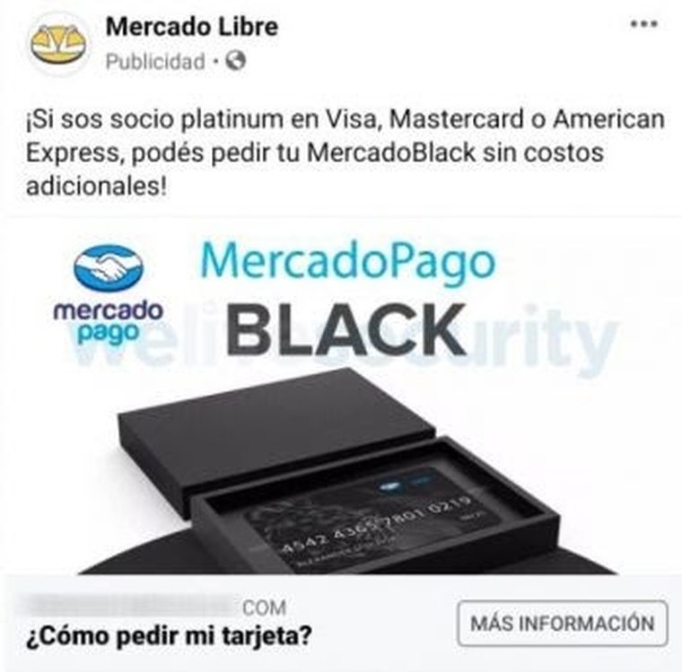 Anuncio en Facebook utilizado para promover el engaño.