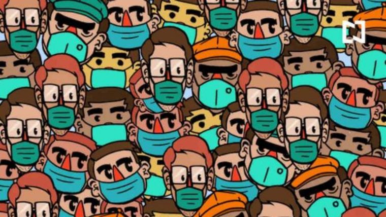 Acertijo visual, reto visual, mascarilla Pinterest