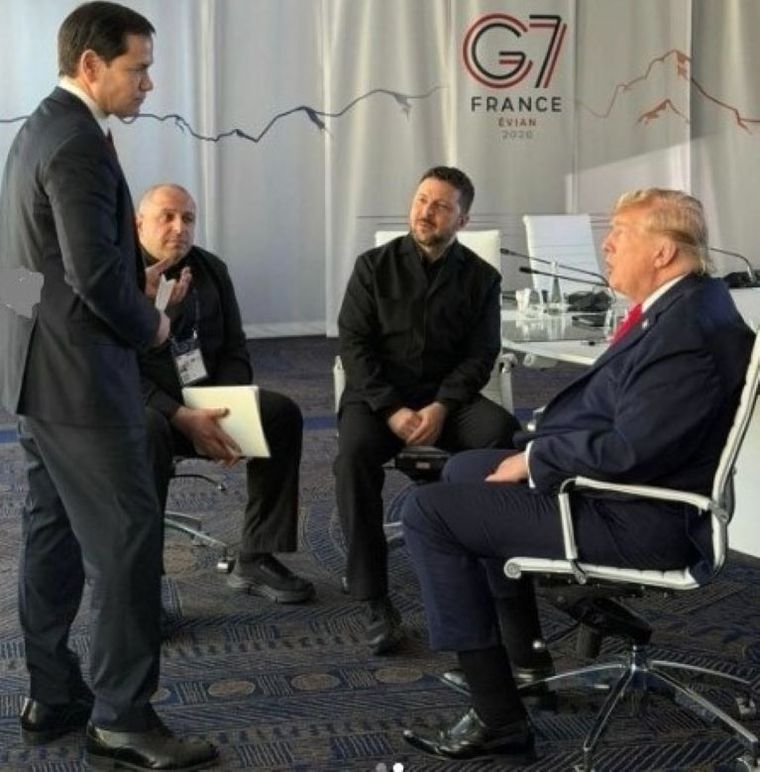 Donald Trump, junto a Zelenski y sus ministros, en el G7 de Francia. Foto Redes sociales Zelenski Donald Trump, junto a Zelenski y sus ministros, en el G7 de Francia. Foto Redes sociales Zelenski