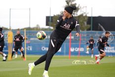 Mbappé, en un entrenamiento del PSG. Mbappé, en un entrenamiento del PSG.