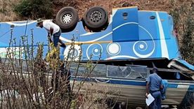 El autobús se desbarrancó en una ruta de Sudáfrica. Foto X El autobús se desbarrancó en una ruta de Sudáfrica. Foto X