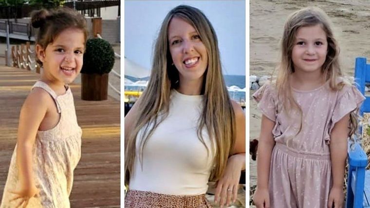 Yoni Asher dice que reconoció a su esposa Doron, y a sus hijas Aviv (izquierda) y Raz (derecha) cuando las montaban militantes en un camión. Foto: YONI ASHER
