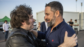 Santiago Abascal, líder del partido Vox, junto a Javier Milei Foto: Facebook Santiago Abascal