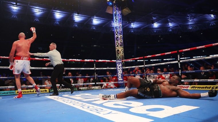 Fury festeja la tremenda victoria. Foto: ESPN
