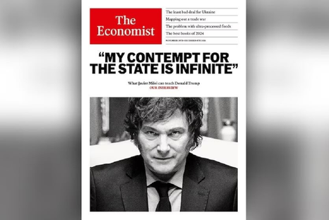 La portada de la edición global de The Economist que protagoniza el presidente Javier Milei. Foto: X (@Santiago_Oria)