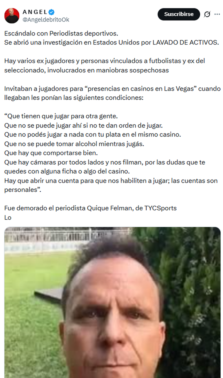 Enrique Felman fue detenido según Ángel de Brito. Enrique Felman fue detenido según Ángel de Brito.