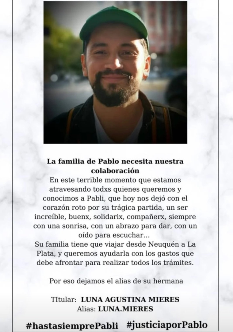 Luego del fallecimiento de Pablo, su familia busca viajar a La Plata Luego del fallecimiento de Pablo, su familia busca viajar a La Plata