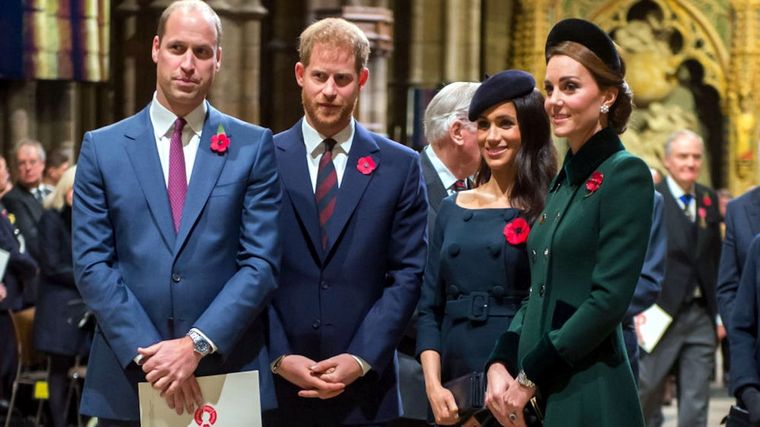 William, Harry, Meghan y Kate Middleton. Foto: Quien.