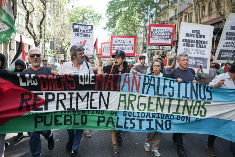 Marcha La posición pro Palestina de la izquierda se encuadra en los lineamientos políticos internacionales del movimiento Foto: NA