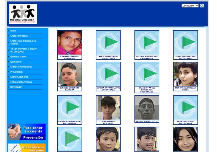 Los menores perdidos publicados en la web de Missing Children Los menores perdidos publicados en la web de Missing Children