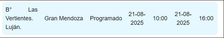 Aysam anticipa un corte de agua para este jueves 21/8. Aysam anticipa un corte de agua para este jueves 21/8.
