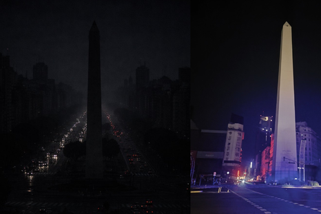 Así se vio el Obelisco sin luz por el masivo apagón en el AMBA. Así se vio el Obelisco sin luz por el masivo apagón en el AMBA.