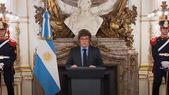 Javier Milei durante su anuncio por cadena nacional.