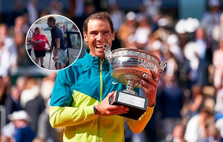 Rafael Nadal Nadal fue filmado caminando con muletas después de su victoria en Roland Garros.