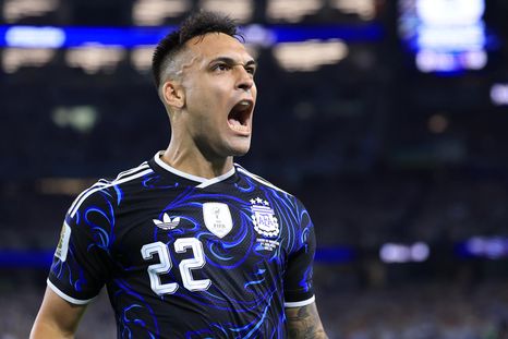 Lautaro Martínez festeja su gol ante Jordania. Lautaro Martínez festeja su gol ante Jordania.