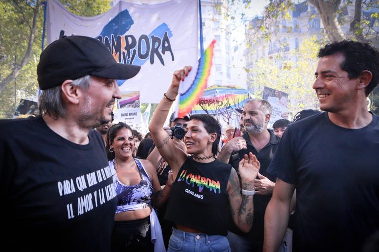 Máximo Kirchner, Mayra Mendoza y Wado de Pedro, presentes en la marcha