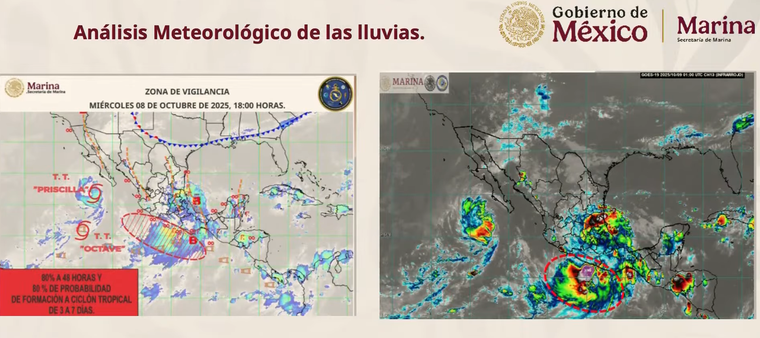 El Centro Meteorológico de la Marina detectó la presencia de varios fenómenos que interactuaron desde el 8 de octubre.