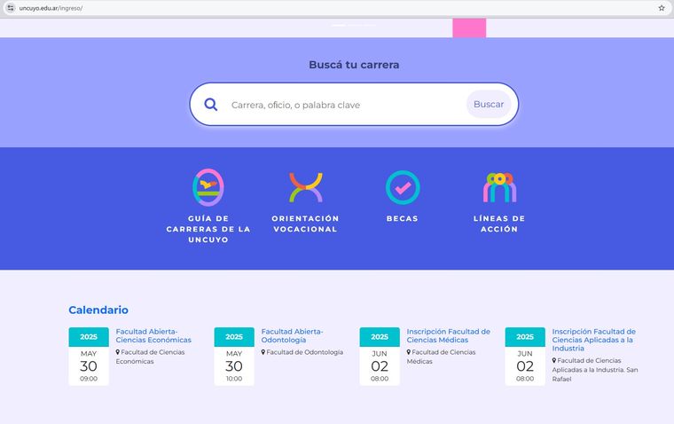 Así luce la interfaz web de Descubrí UNCuyo. Así luce la interfaz web de Descubrí UNCuyo.