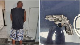 El sospechoso y el arma de fuego que portaba en Maipú. El sospechoso y el arma de fuego que portaba en Maipú.