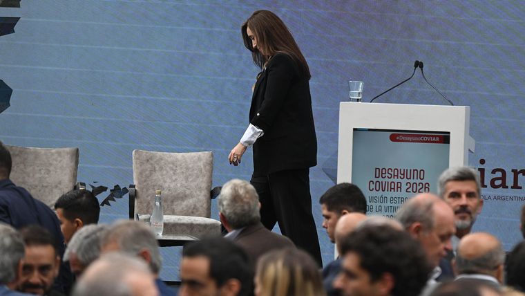 La vicepresidenta Victoria Villarruel, en el acto de desayuno de la Coviar.&nbsp;&nbsp;