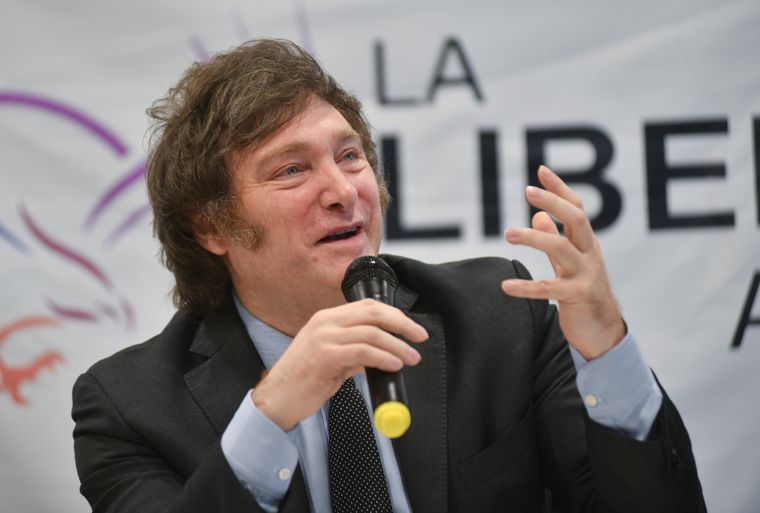 Javier Milei Milei denunció al oficialismo en la justicia por difundir material falso sobre sus propuestas. Crédito: NA Foto: Noticias Argentinas