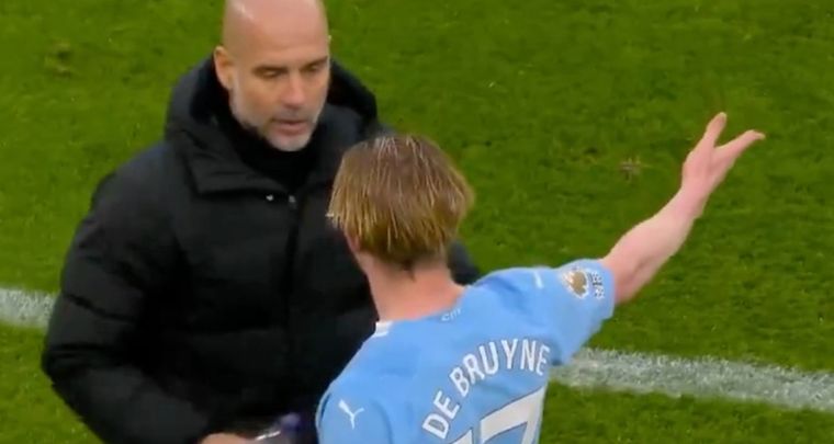 El enojo de De Bruyne  con Guardiola. Foto: Captura