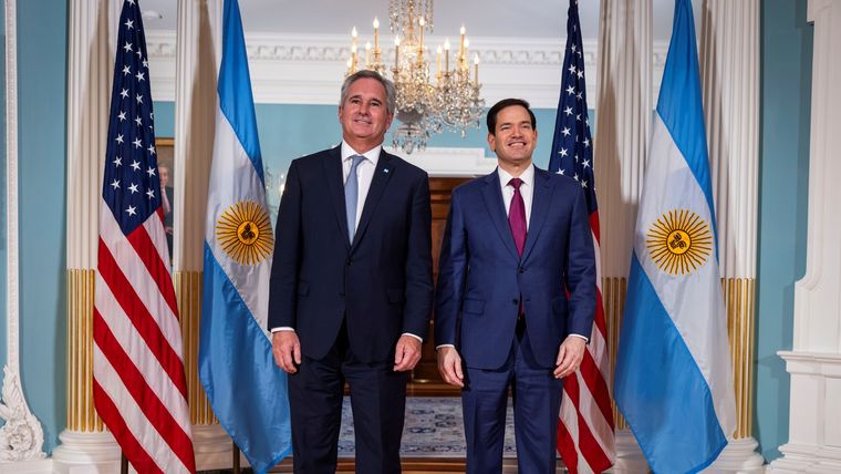 El secretario de Estado de EE.UU., Marco Rubio; y el canciller argentino Pablo Quirno. Foto: EFE