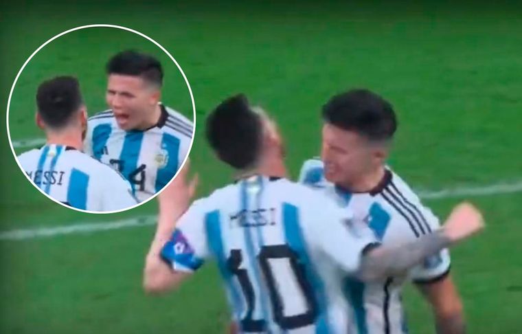 Enzo Fernández - Lionel Messi El volante tuvo una particular reacción al gol del 3 a 2 de Messi a Francia.