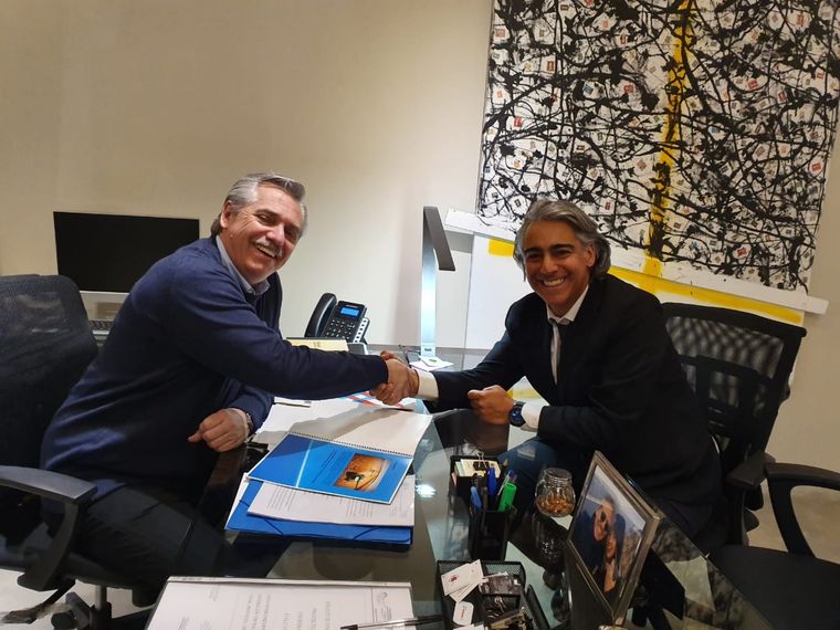 Alberto Fernández junto a su socio político en Chile, Marco Enríquez-Ominami. Foto: Twitter Marco Enríquez-Ominami