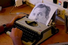 retratos de escritores hechos con maquina de escribir