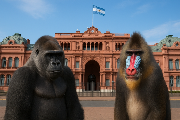 Mandriles y gorilas, la nueva grieta argentina. Foto: Creada a partir de IA