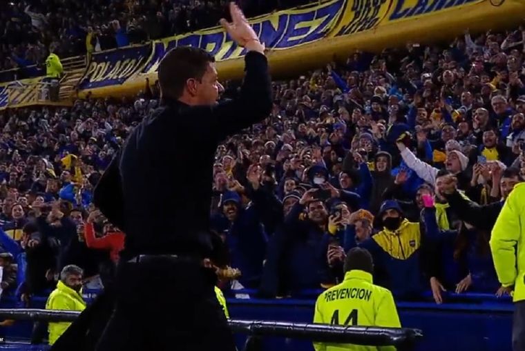 El alocado festejo de Battaglia. Foto: Captura