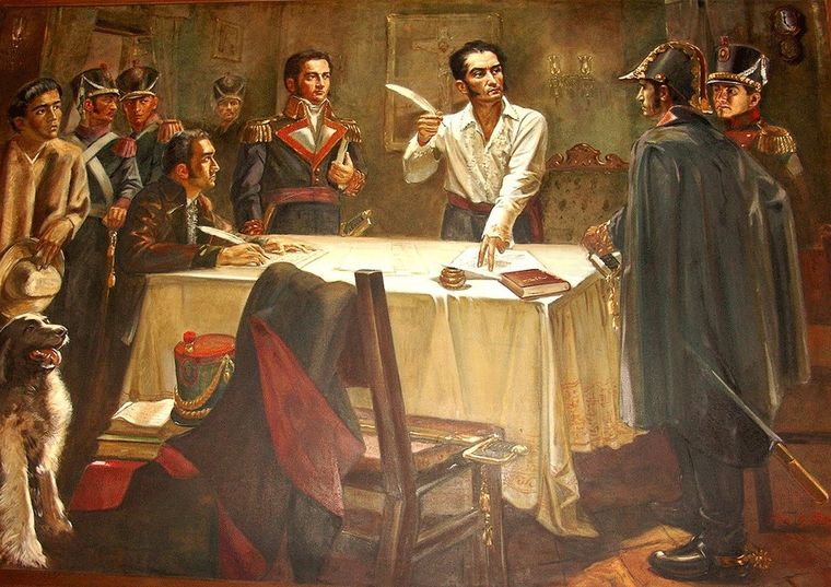 El Libertador Simón Bolívar firmando el Decreto de Guerra a Muerte Foto: Wikipedia