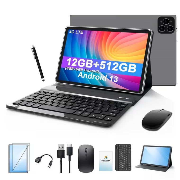 La tablet Crelander 2025 viene con un kit que incluye teclado y mouse para mejorar la productividad. La tablet Crelander 2025 viene con un kit que incluye teclado y mouse para mejorar la productividad.