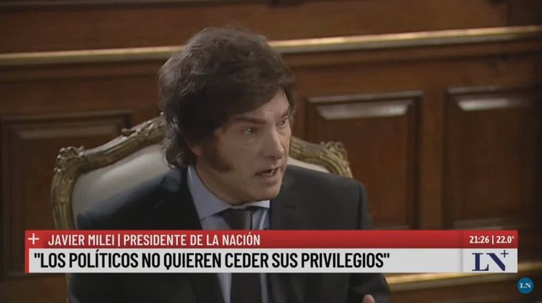Javier Milei salió al aire con Luis Majul este miércoles Foto: Captura de video LN+