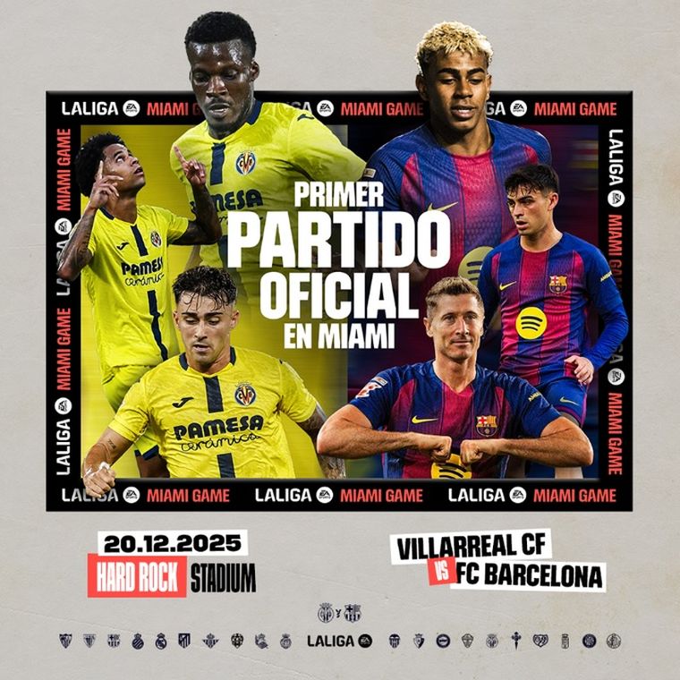 Villarreal y Barcelona se enfrentarán el 20 de diciembre en el Hard Rock Stadium de Miami. Villarreal y Barcelona se enfrentarán el 20 de diciembre en el Hard Rock Stadium de Miami.