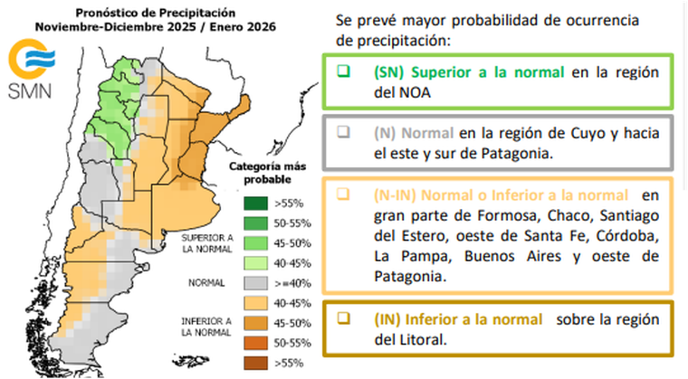 Precipitaciones esperadas para noviembre, diciembre y enero. Precipitaciones esperadas para noviembre, diciembre y enero.