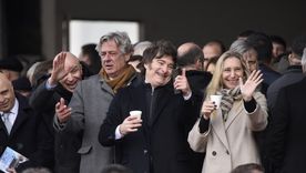 Javier y Karina Milei junto a Nicolás Pino. Javier y Karina Milei junto a Nicolás Pino.