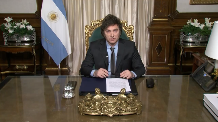 Milei El decreto ingresó por el Senado de la Nación. Crédito: Captura Foto: Captura de pantalla